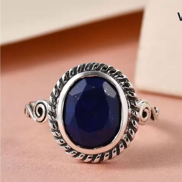 Artisan Crafted Lapis Lazuli 3.00 ctw Solitaire Ring in Sterling Silver 9 - Picture 13 of 13
